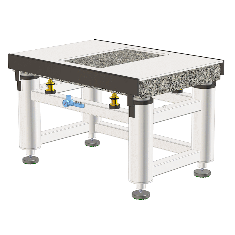 Anti Vibration Table Auto Levelling Pneumatic Isolation With High Vibration Isolation With Corian Marble & Granite Payload, Series DIT-AHL-CM-GP