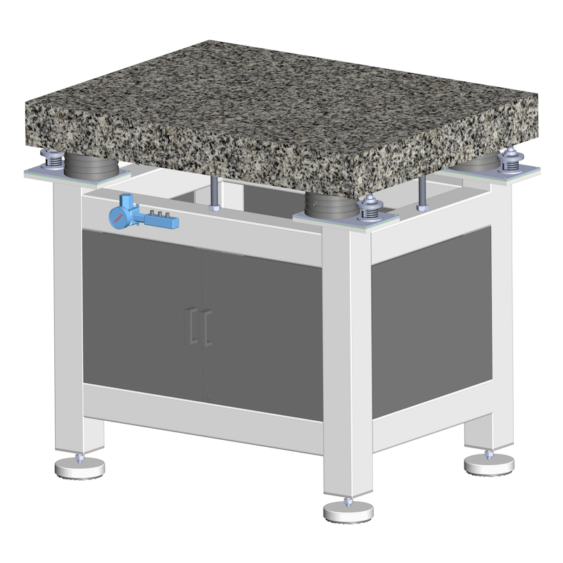 Anti Vibration Table On Air Spring With Auto Levelling With Steel Cabinets, Supports & Ss Top, Series DITAL-CDSS