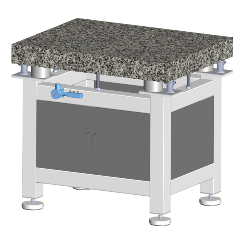 Anti Vibration Table On Auto Levelling Pneumatic Mounts With Steel Cabinets And Supports-Granite Top, Series DIT-AM-CDG