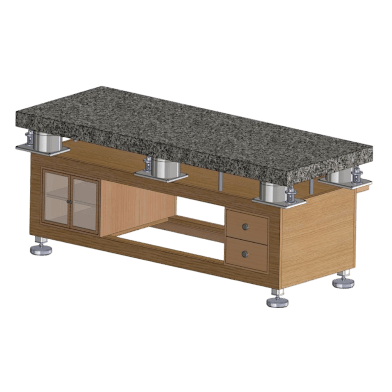 Anti Vibration Table On Auto Levelling Pneumatic Mounts With Wooden Pu Coated Outer Frame, Series DIT-AM-W - Image 1