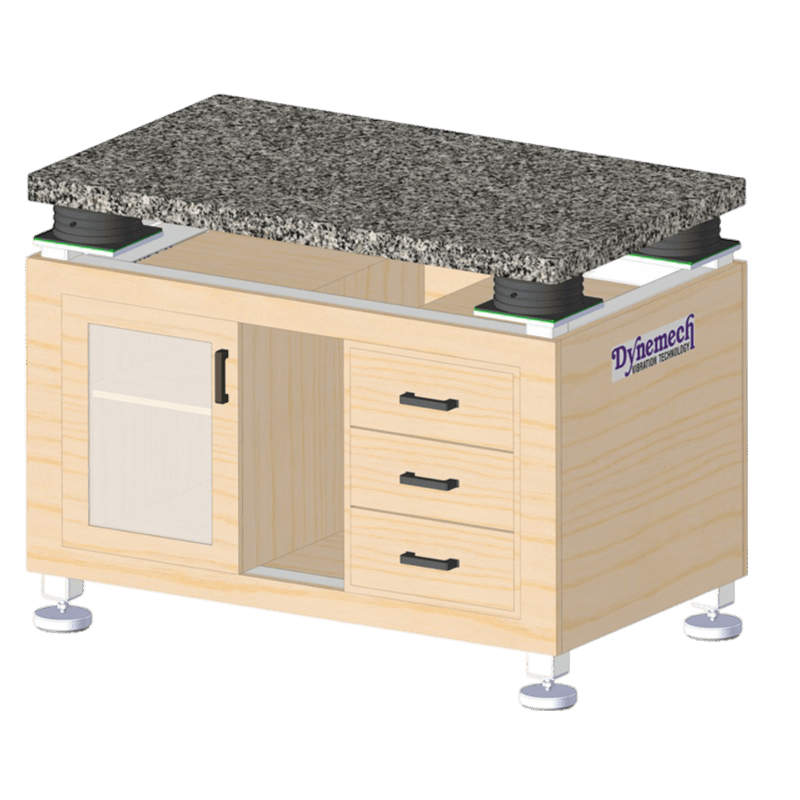 Anti Vibration Table On Air Spring With Manual Levelling With Wooden Pu Coated Outer Frame, Series DIT-AS-W