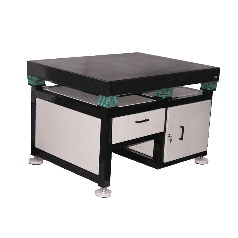Anti Vibration Table With Elastomeric Isolation With Steel Cabinets And Supports-Granite Top, Series DIT-E-CDG