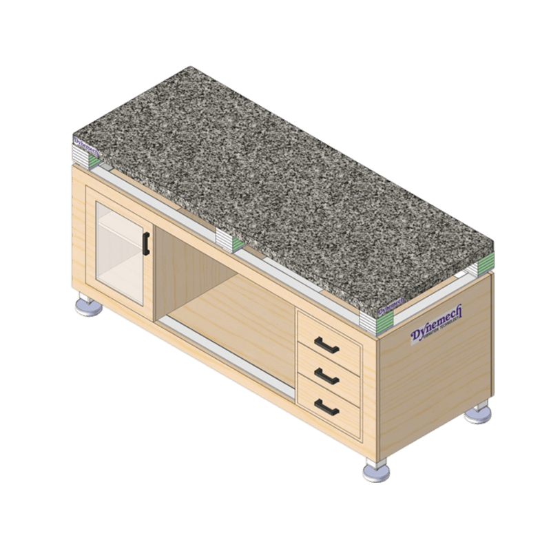 Anti Vibration Table, Elastomeric Isolation With Wooden Pu Coated Outer Frame, Series DIT-E-W