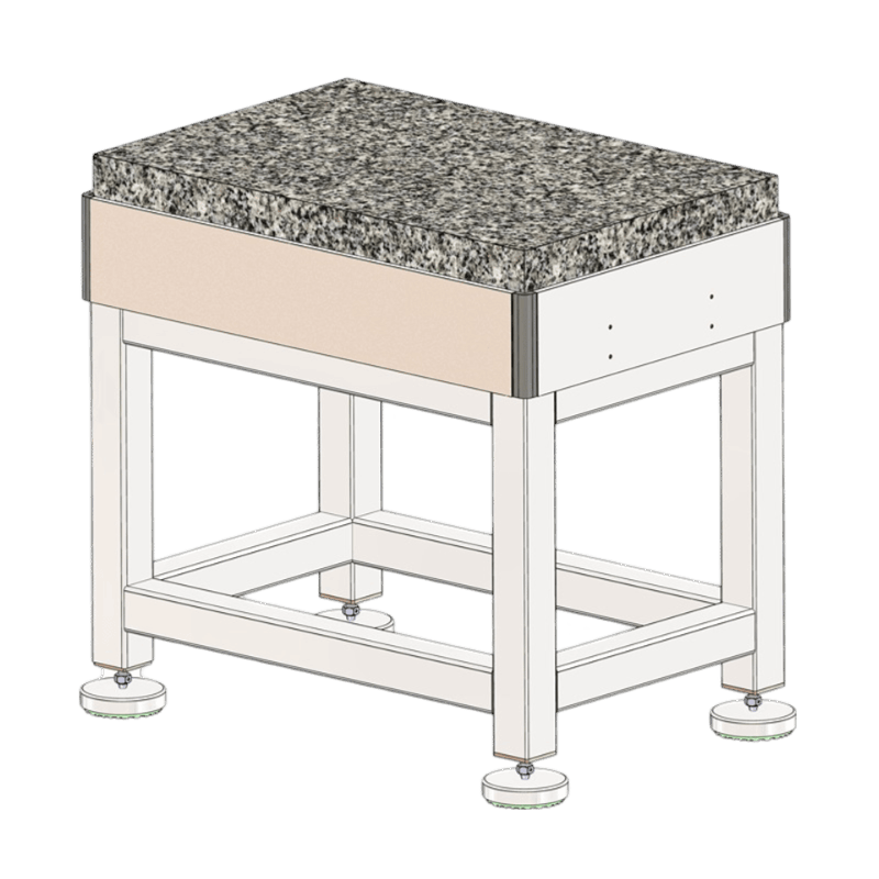 Anti Vibration Table, Elastomeric Vibration Isolation With Granite Tabletop & Wrap Around Plate, Series DIT-E-WAG